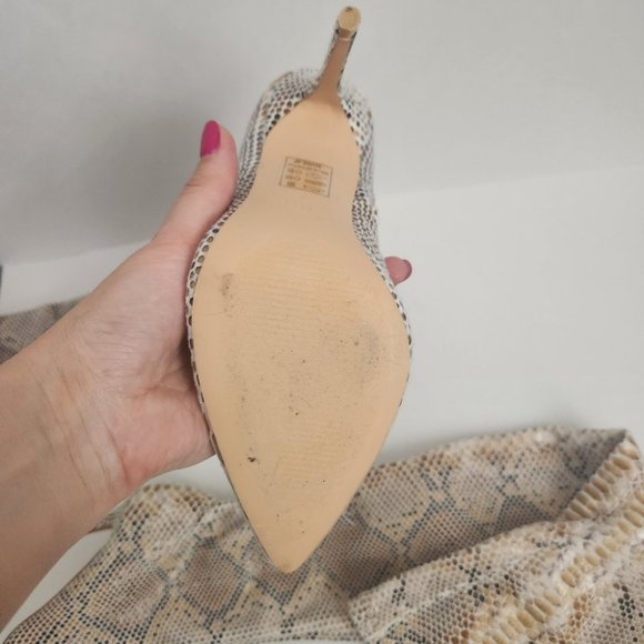 Fashion Nova High Voltage Snakeskin Boots high thigh beige sz 6 - Picture 4 of 9